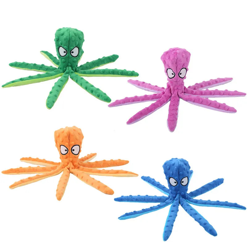 Octopus Soft Stuffed Plush Dog Toys Outdoor Play Interactive Squeak