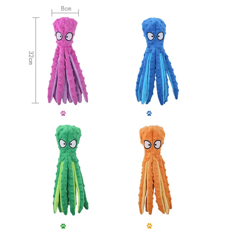 Octopus Soft Stuffed Plush Dog Toys Outdoor Play Interactive Squeak
