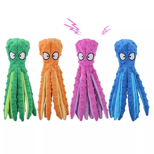 Octopus Soft Stuffed Plush Dog Toys Outdoor Play Interactive Squeak